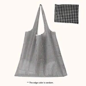 Houndstooth Fashion Reusable Bag Black & White 15.75” X 18.11”